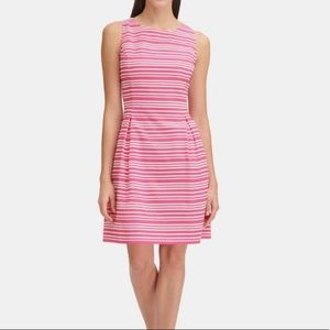 TOMMY HILFIGER STRIPE DRESS PINK WHITE SLEEVELESS SIZE 10 PETITE NEW 10P